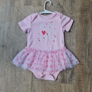Pink Heart Bodysuit with Tulle Skirt